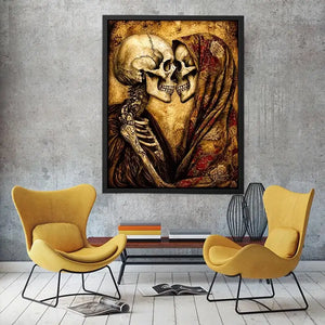 gothic skull lovers vintage wall art skeleton couple romantic dark canvas antique aesthetic decor USA global