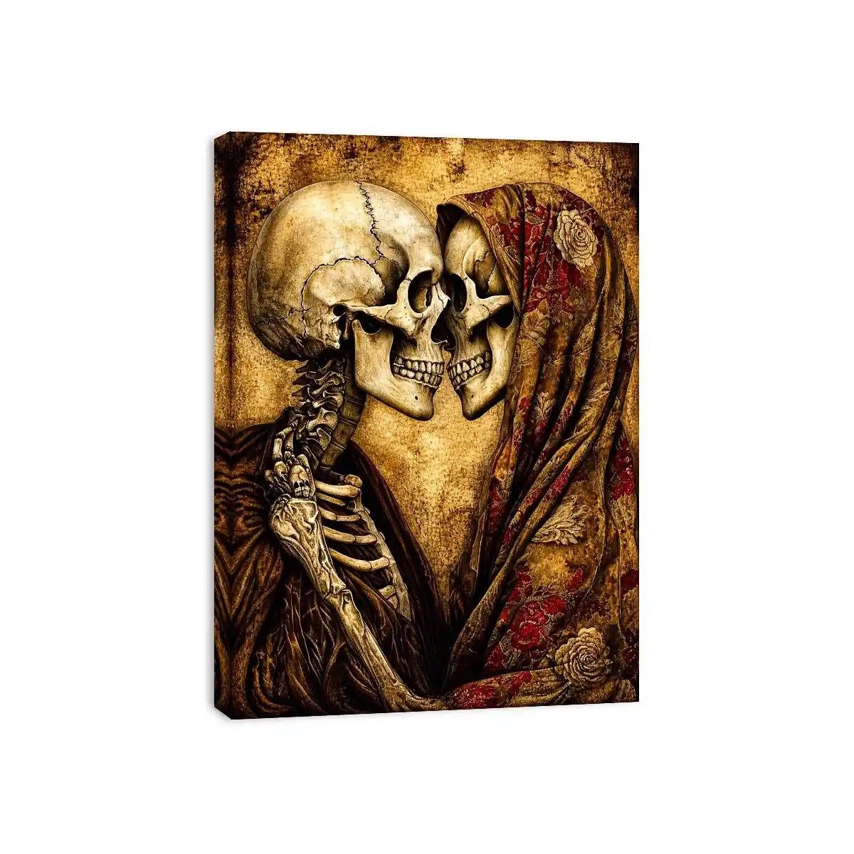 gothic skull lovers vintage wall art skeleton couple romantic dark canvas antique aesthetic decor USA global