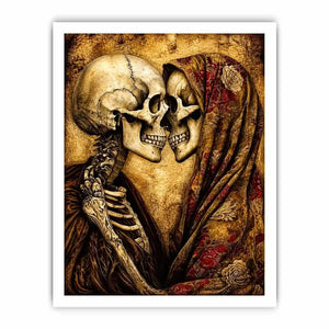 gothic skull lovers vintage wall art skeleton couple romantic dark canvas antique aesthetic decor USA global