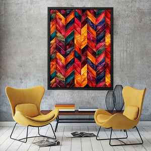 Colorful geometric chevron pattern watercolor abstract modern wall art design