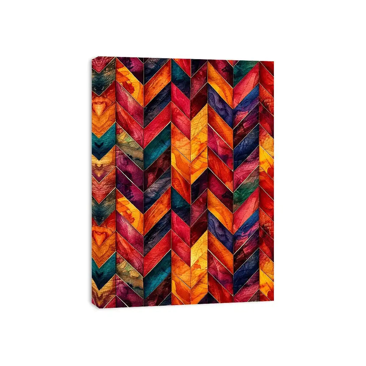 Colorful geometric chevron pattern watercolor abstract modern wall art design