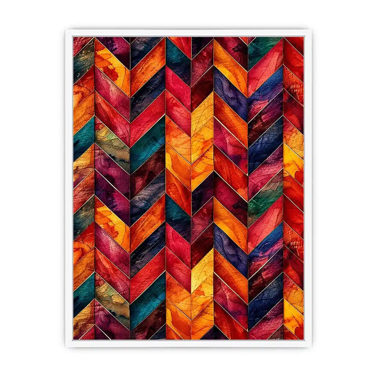 Colorful geometric chevron pattern watercolor abstract modern wall art design