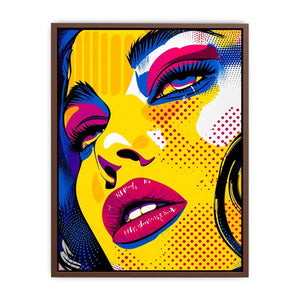 Bold pop art woman face colorful modern portrait wall art canvas design