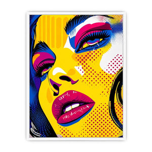 Bold pop art woman face colorful modern portrait wall art canvas design