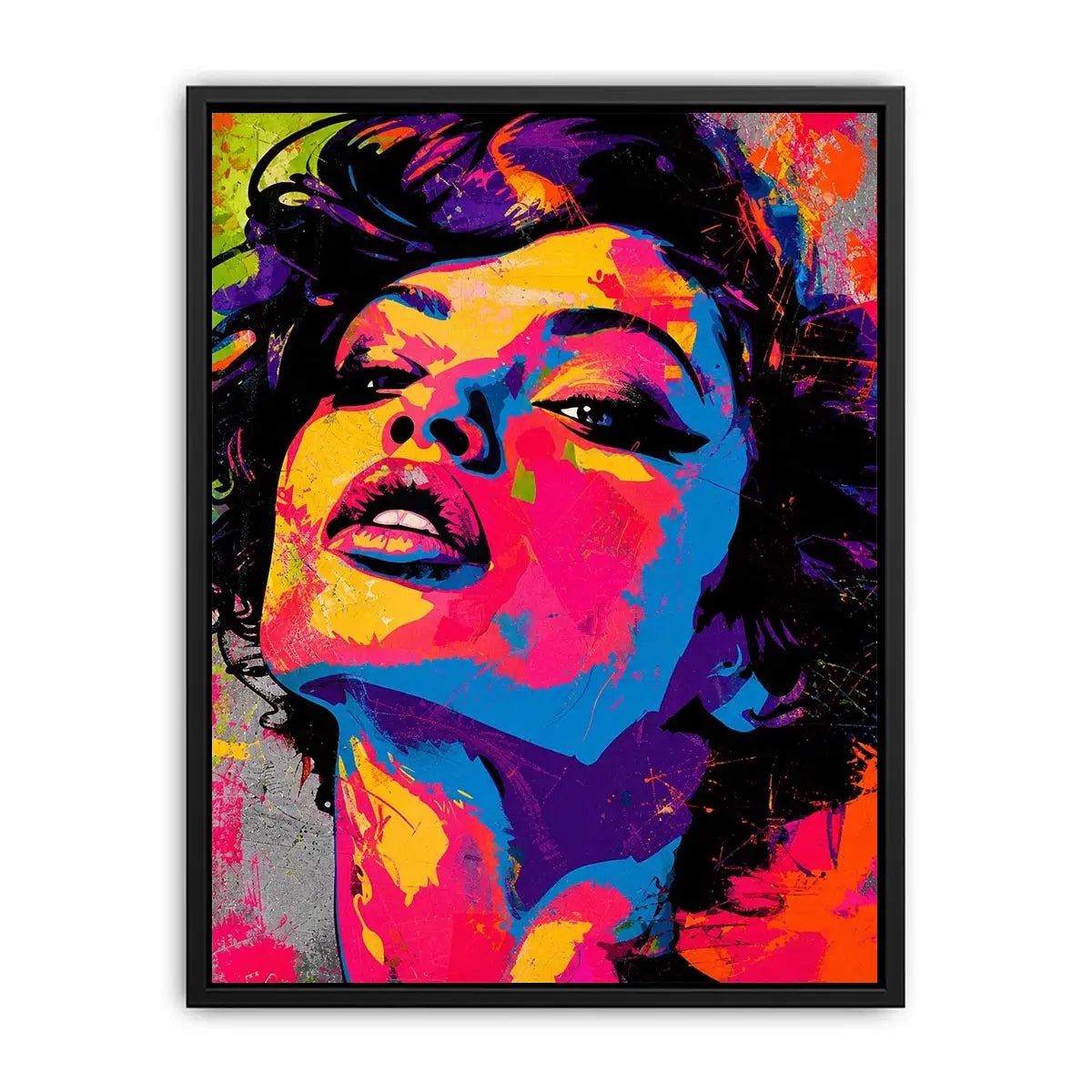 Abstract colorful pop art woman portrait bold modern canvas wall art design