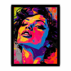 Abstract colorful pop art woman portrait bold modern canvas wall art design