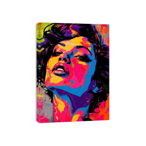 Abstract colorful pop art woman portrait bold modern canvas wall art design
