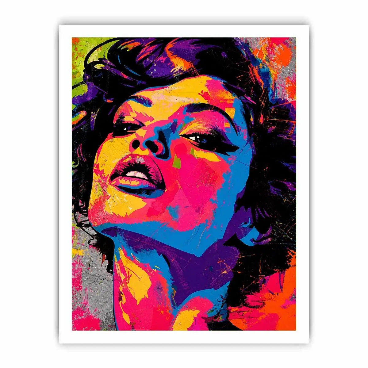 Abstract colorful pop art woman portrait bold modern canvas wall art design