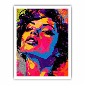 Abstract colorful pop art woman portrait bold modern canvas wall art design