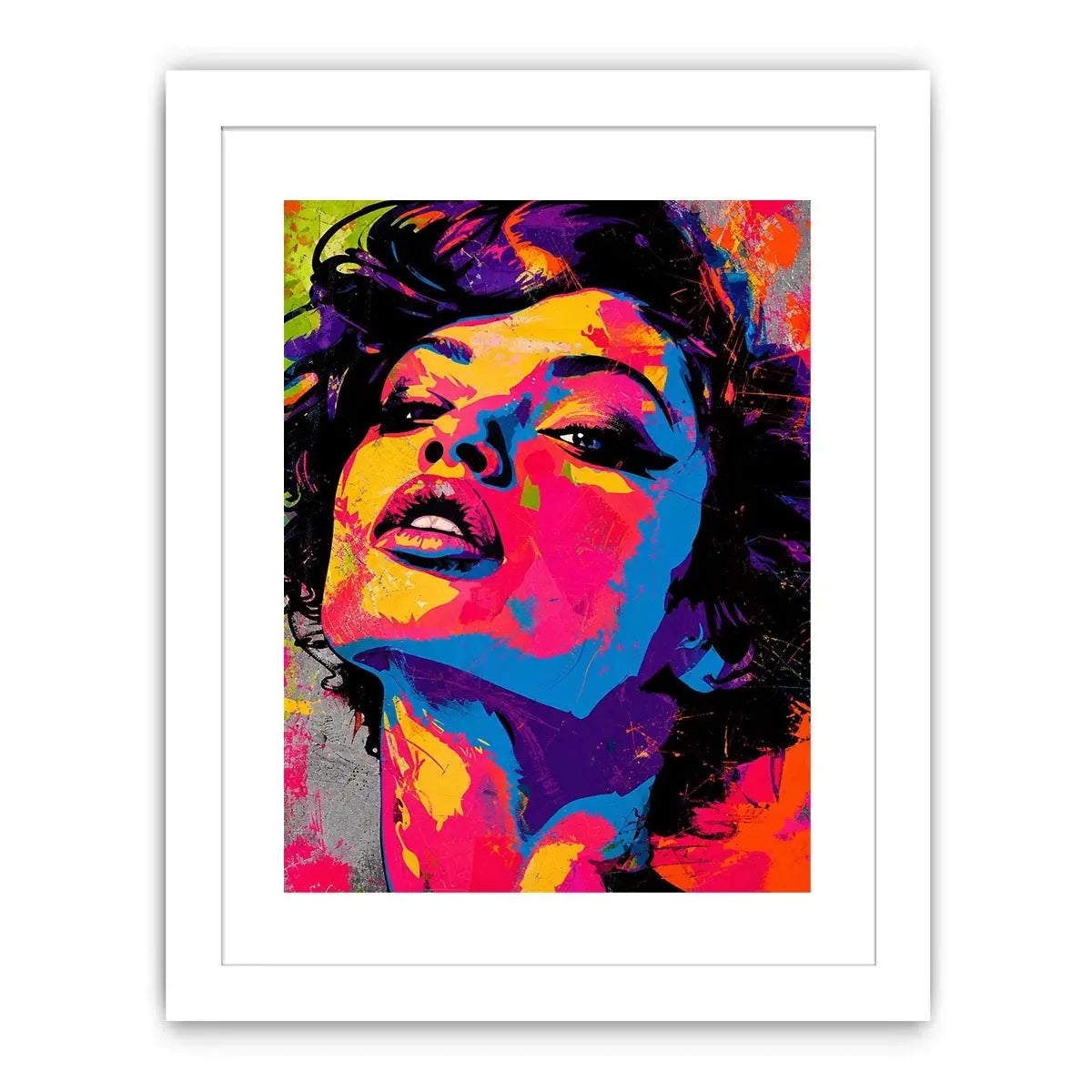 Abstract colorful pop art woman portrait bold modern canvas wall art design
