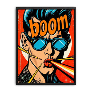 Retro pop art man with sunglasses boom comic style bold wall art canvas