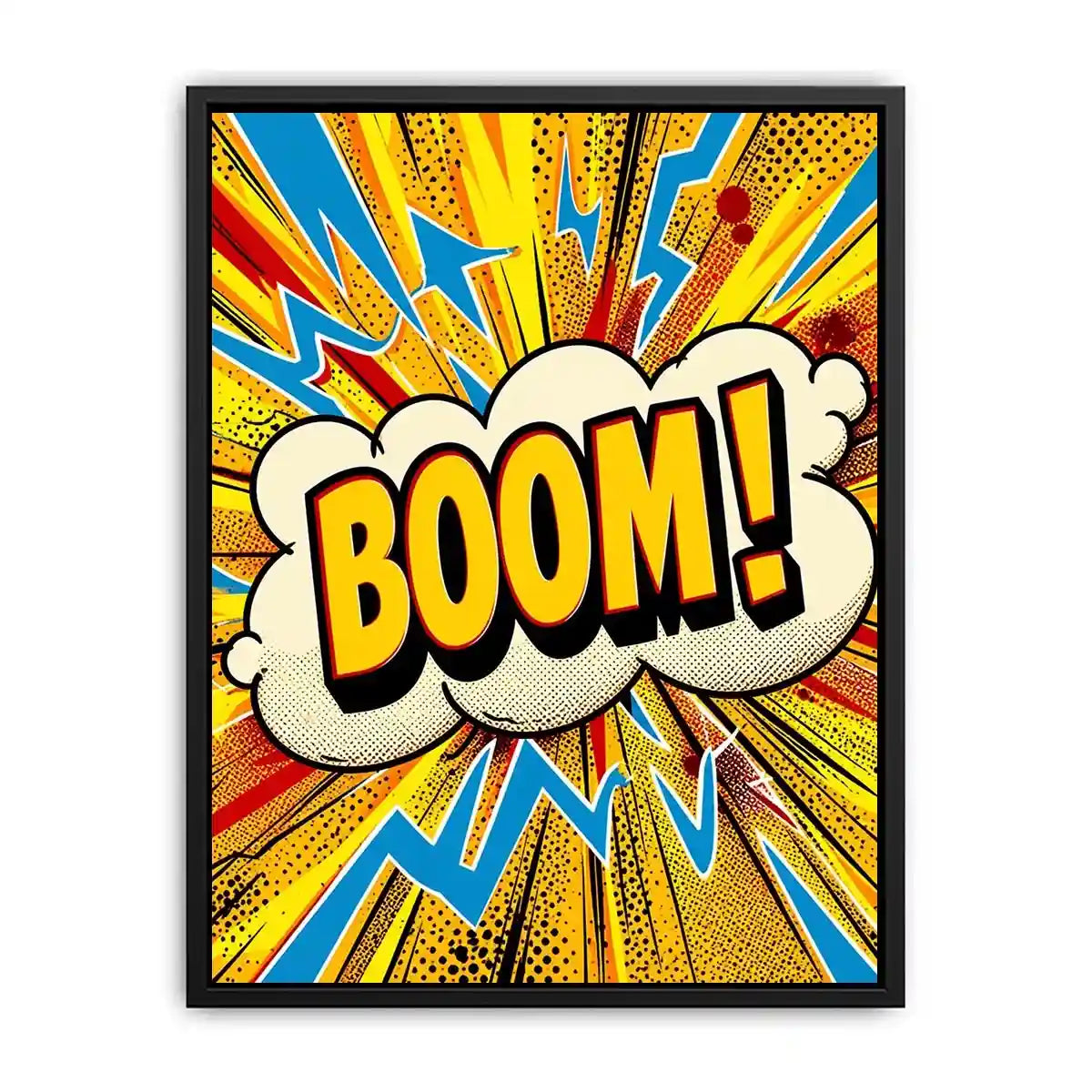 Comic style boom explosion pop art colorful modern wall art canvas print