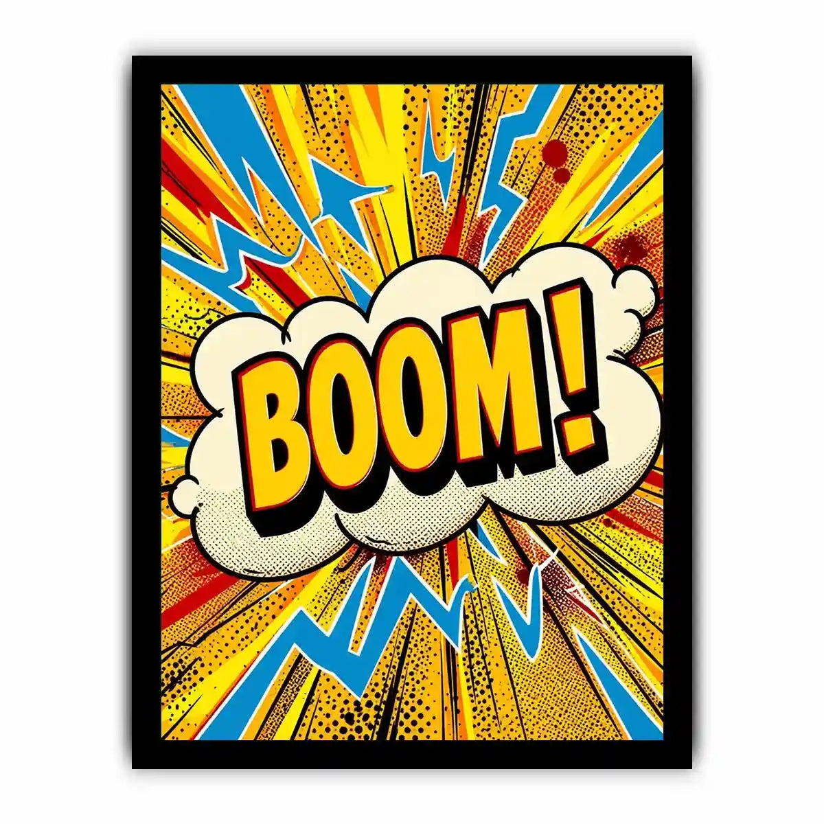 Comic style boom explosion pop art colorful modern wall art canvas print