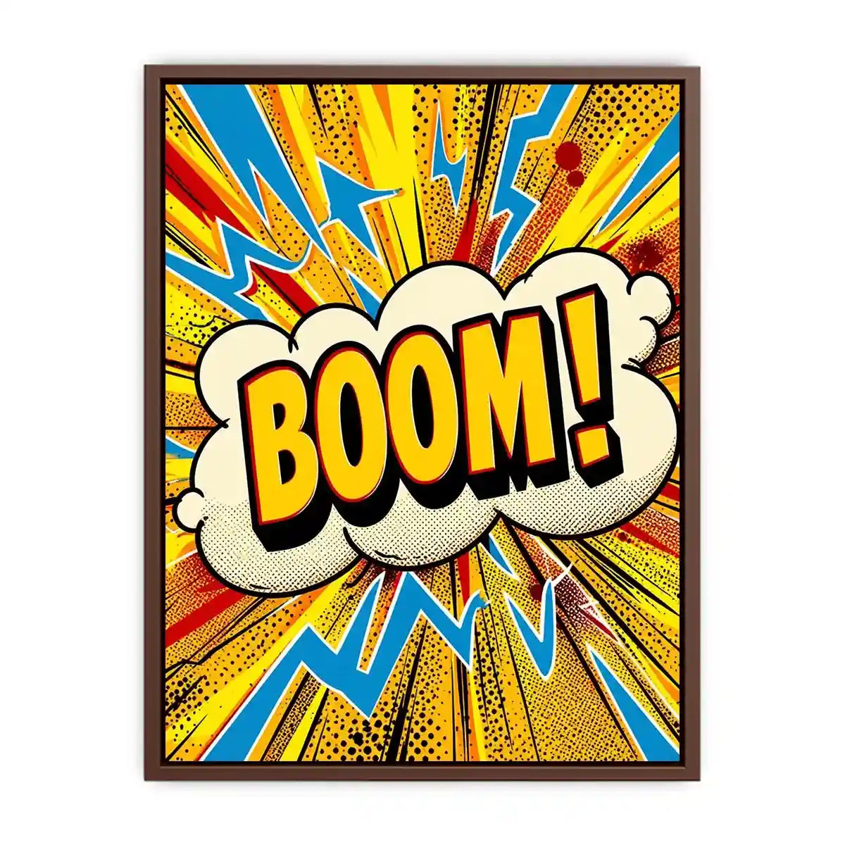 Comic style boom explosion pop art colorful modern wall art canvas print