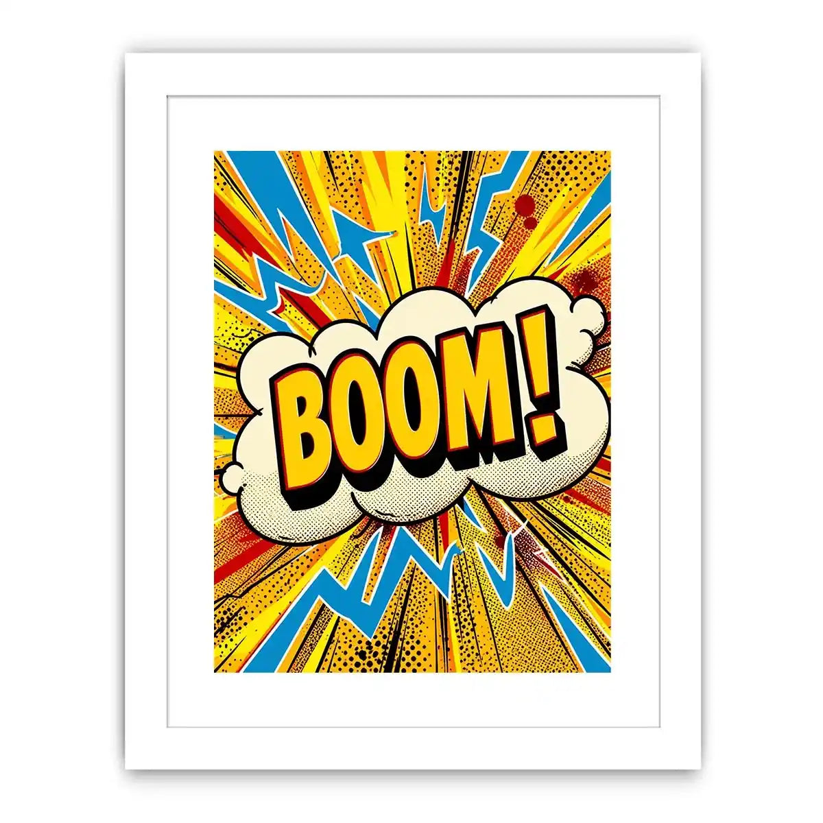 Comic style boom explosion pop art colorful modern wall art canvas print