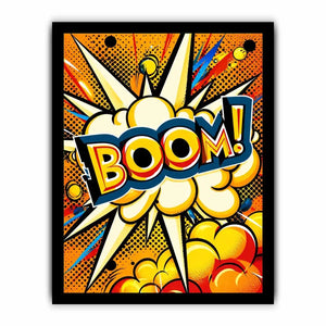 Pop art boom explosion comic style vibrant colorful wall art canvas print
