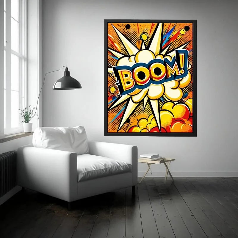 Pop art boom explosion comic style vibrant colorful wall art canvas print