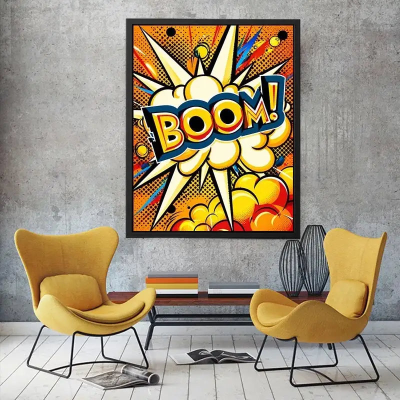 Pop art boom explosion comic style vibrant colorful wall art canvas print