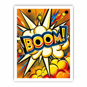 Pop art boom explosion comic style vibrant colorful wall art canvas print