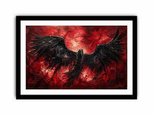 abstract black raven red background modern luxury wall art dramatic bird painting canvas