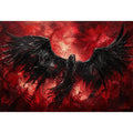 abstract black raven red background modern luxury wall art dramatic bird painting canvas