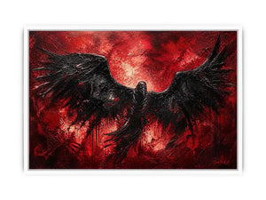 abstract black raven red background modern luxury wall art dramatic bird painting canvas