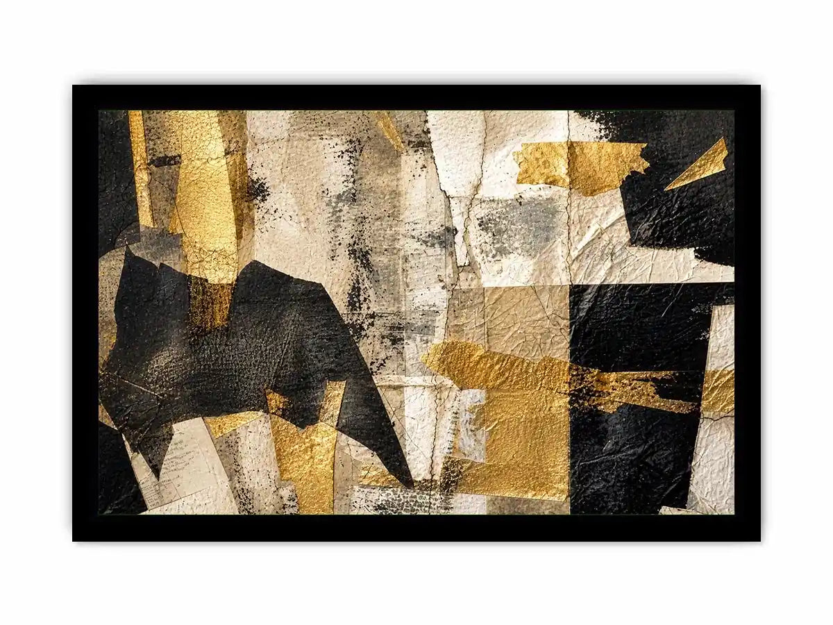 abstract gold black textured modern luxury wall art neutral canvas decor