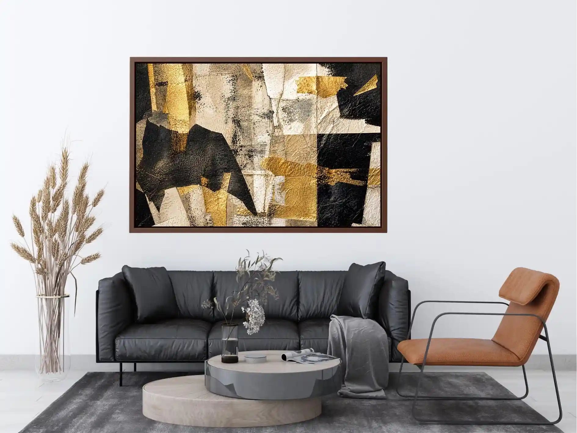 abstract gold black textured modern luxury wall art neutral canvas decor