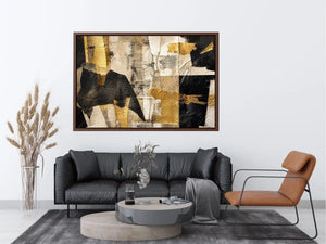 abstract gold black textured modern luxury wall art neutral canvas decor