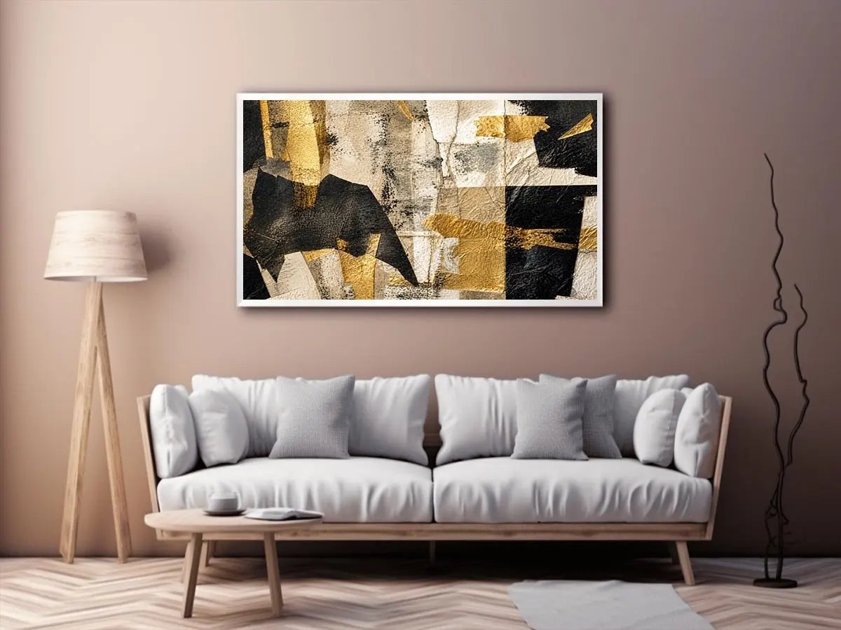 abstract gold black textured modern luxury wall art neutral canvas decor