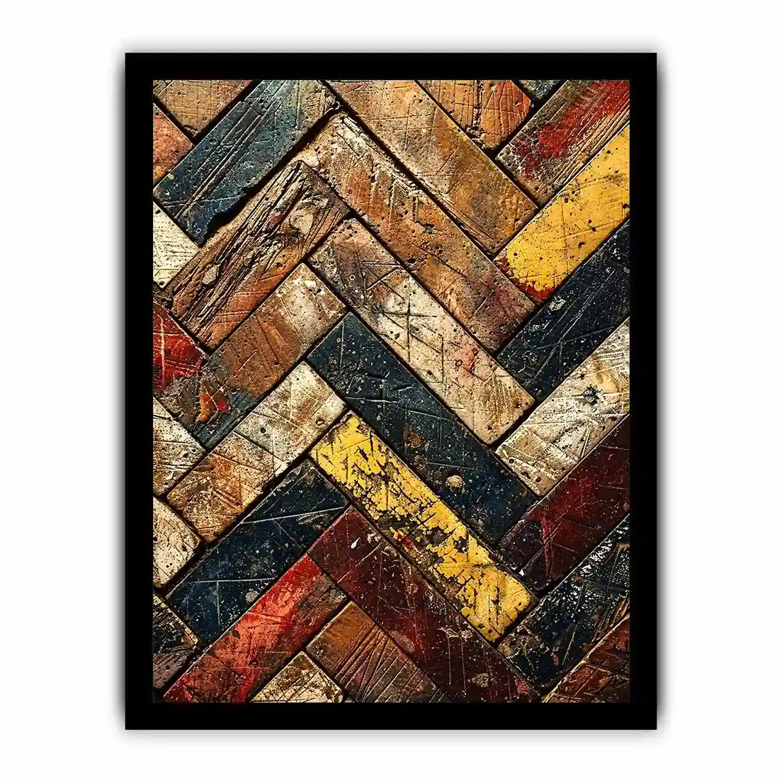rustic wood herringbone textured modern wall art earthy abstract canvas decor