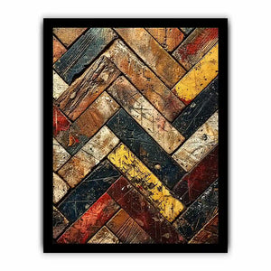 rustic wood herringbone textured modern wall art earthy abstract canvas decor
