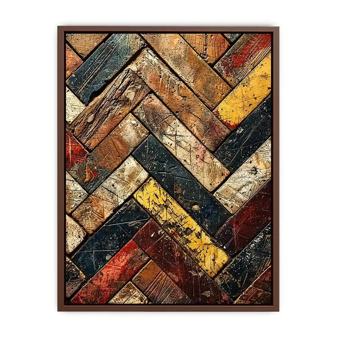 rustic wood herringbone textured modern wall art earthy abstract canvas decor