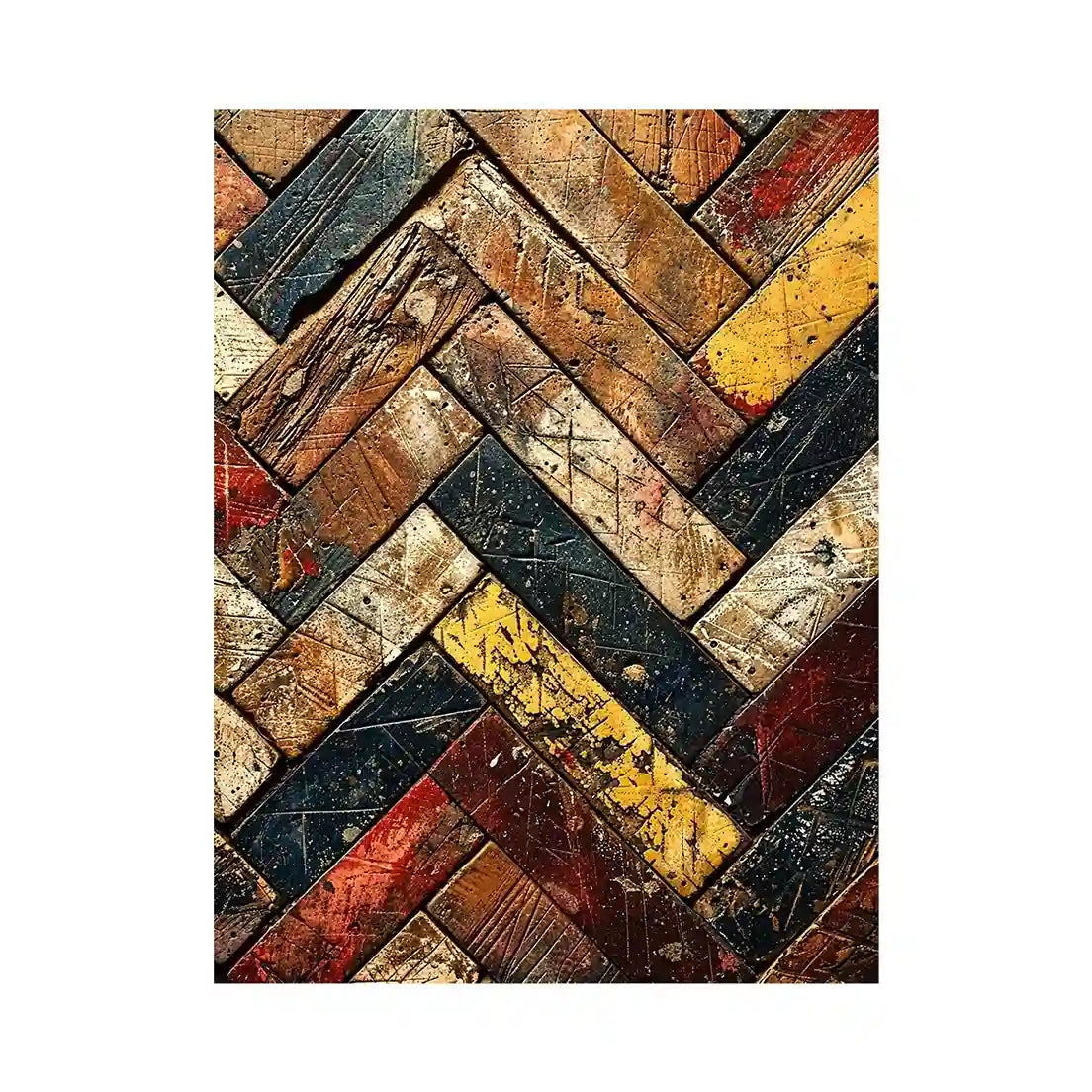 rustic wood herringbone textured modern wall art earthy abstract canvas decor