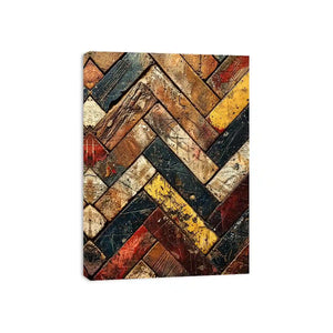 rustic wood herringbone textured modern wall art earthy abstract canvas decor
