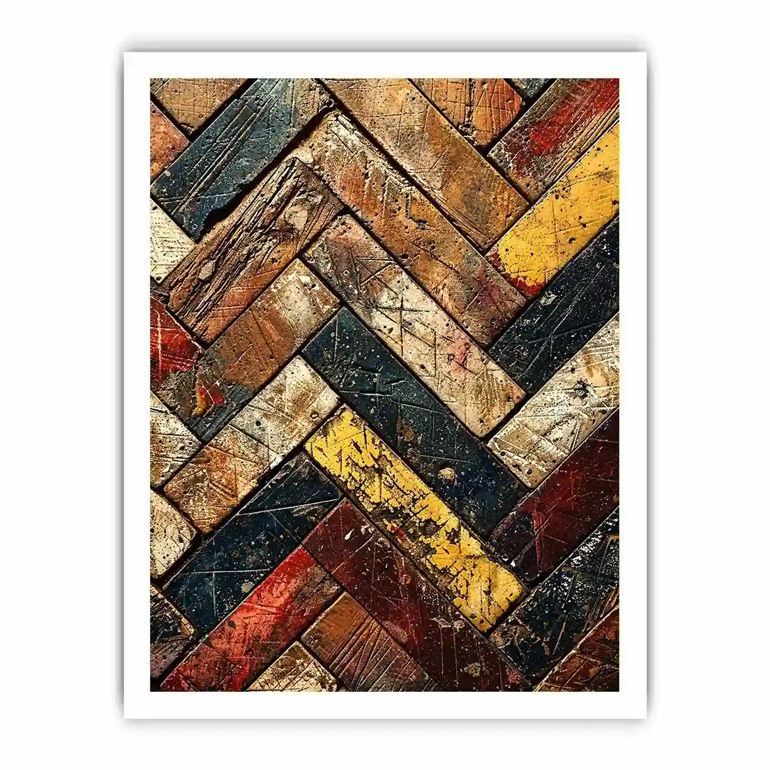rustic wood herringbone textured modern wall art earthy abstract canvas decor
