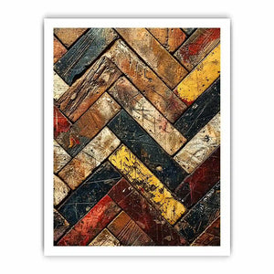 rustic wood herringbone textured modern wall art earthy abstract canvas decor