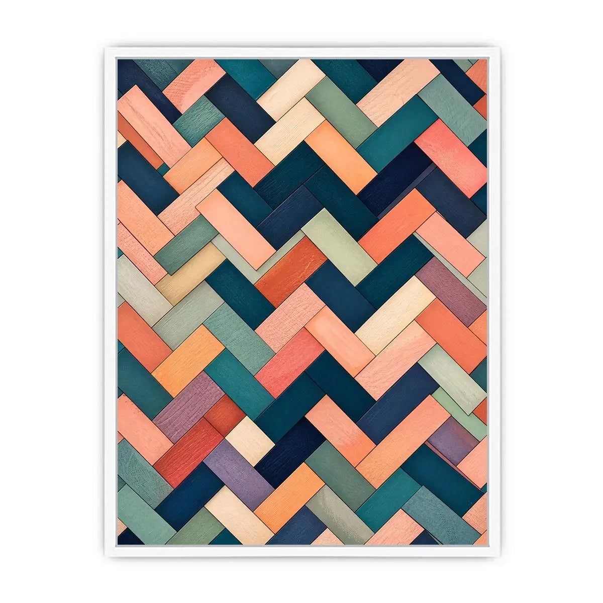 abstract geometric pastel pattern modern wall art coral teal canvas decor