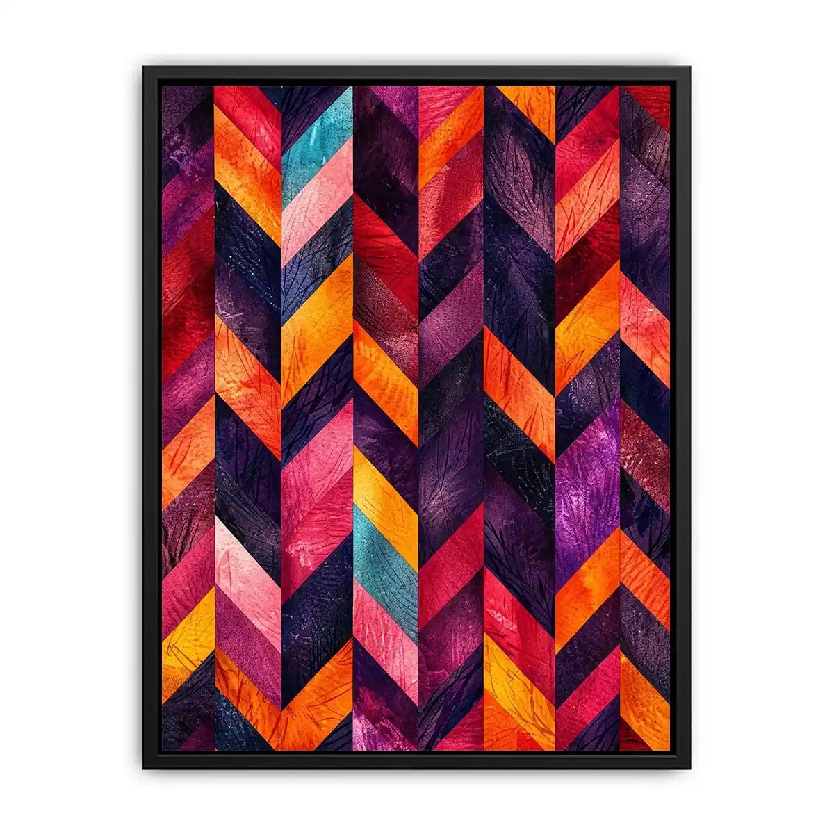 abstract chevron colorful modern wall art magenta orange geometric canvas decor