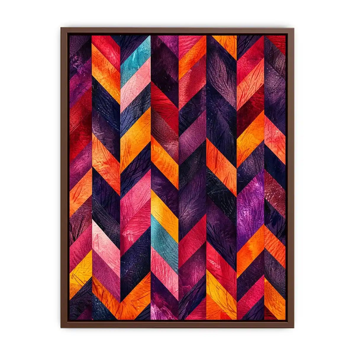 abstract chevron colorful modern wall art magenta orange geometric canvas decor