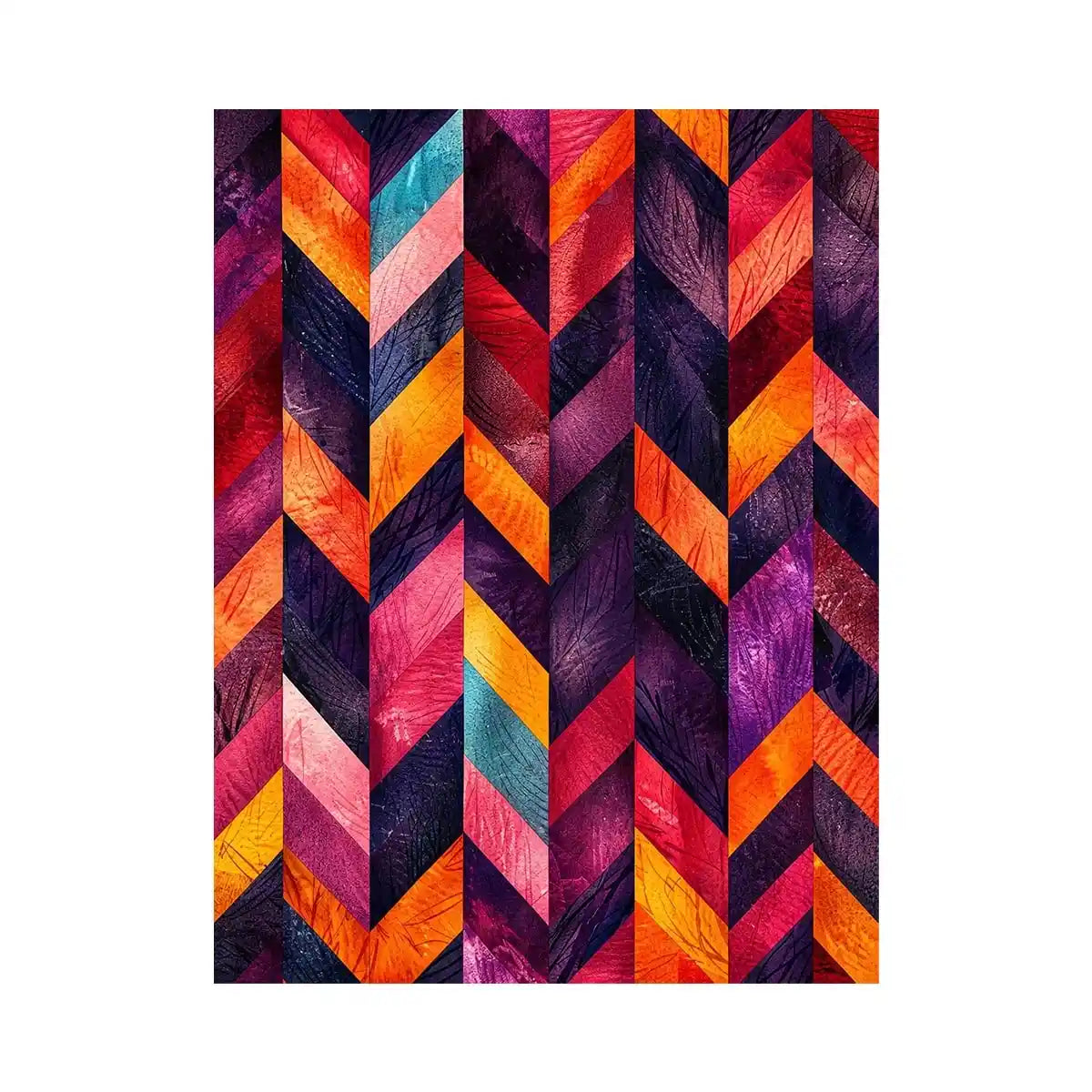 abstract chevron colorful modern wall art magenta orange geometric canvas decor