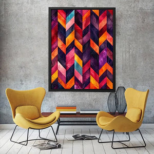 abstract chevron colorful modern wall art magenta orange geometric canvas decor