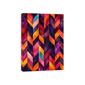abstract chevron colorful modern wall art magenta orange geometric canvas decor
