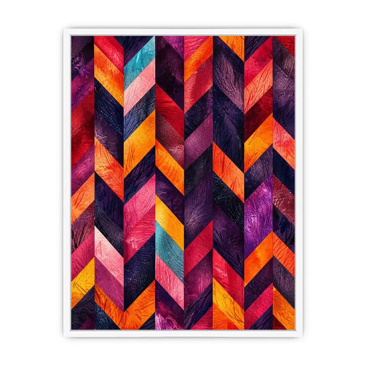 abstract chevron colorful modern wall art magenta orange geometric canvas decor