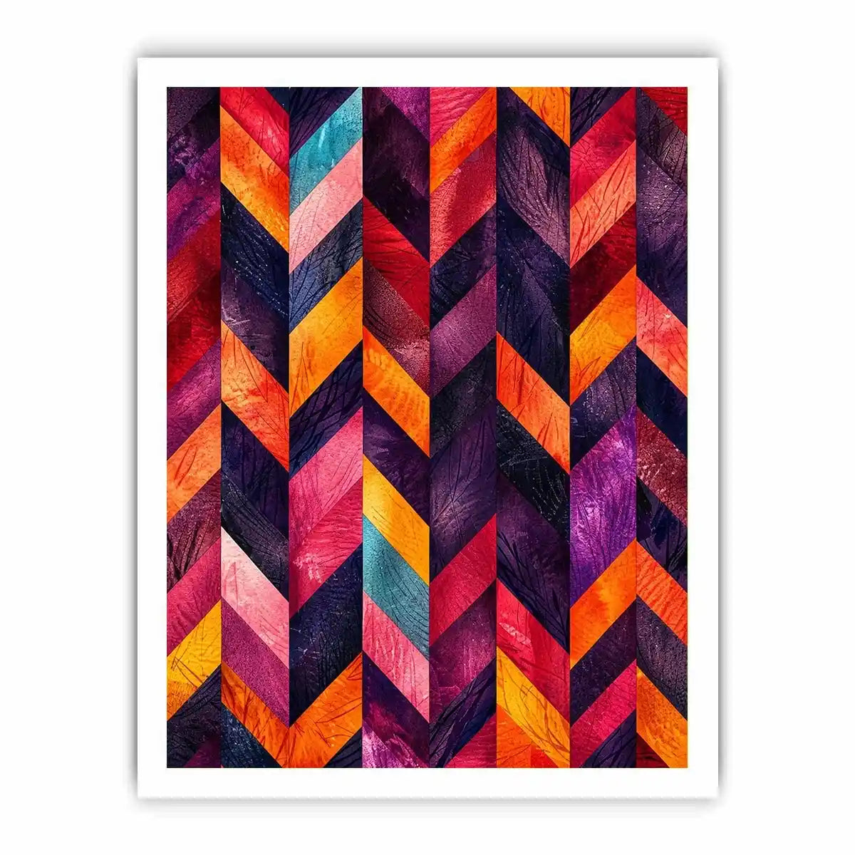 abstract chevron colorful modern wall art magenta orange geometric canvas decor