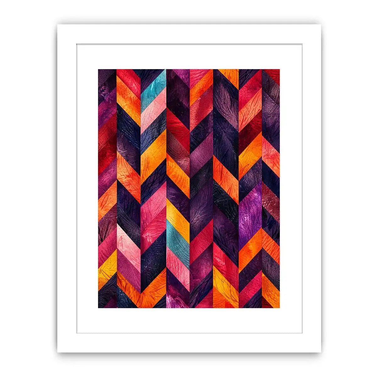 abstract chevron colorful modern wall art magenta orange geometric canvas decor