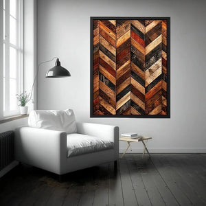 rustic wood chevron pattern farmhouse wall art textured wooden canvas decor