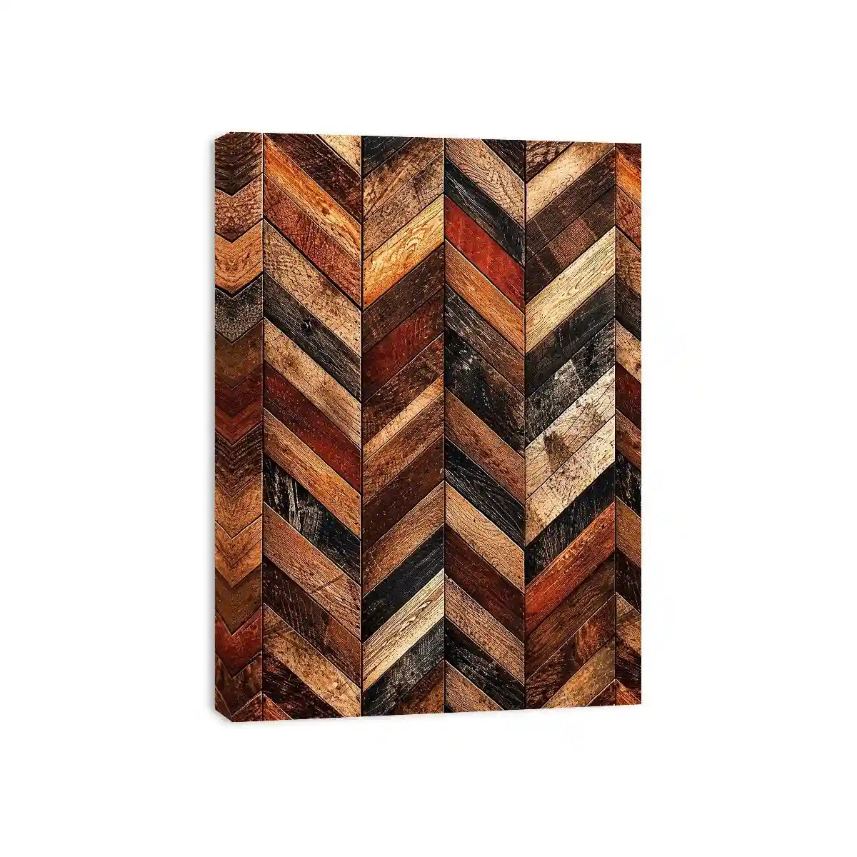 rustic wood chevron pattern farmhouse wall art textured wooden canvas decor