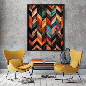 rustic chevron wood pattern farmhouse modern wall art textured earthy canvas decor