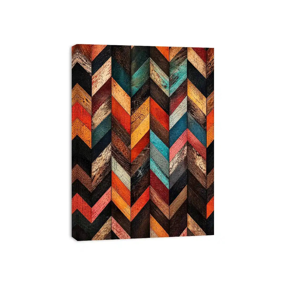 rustic chevron wood pattern farmhouse modern wall art textured earthy canvas decor